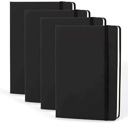 Simply Genius Cuadernos A5, negro, paquete de 4, tapa dura, cuadrícula punteada para el trabajo y la escuela
