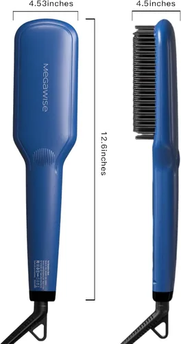 Miniatura 7 de MEGAWISE Cepillo alisador de pelo de cerámica iónica, cepillo caliente iónico de calentamiento rápido de 20 segundos para cabello suave, sin