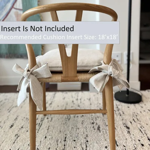 Miniatura 5 de Funda para Cojín de Silla Coreana 44 x 44 cm, con Lazos y Volantes, Decoración de Granja, Solo Fundas, Regalo para Mamá (Beige Sólido)