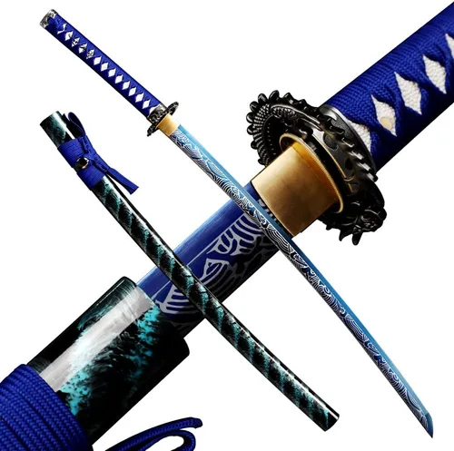 Miniatura 19 de Espada Katana Japonesa Samurai Hecha a Mano con Saya de Madera de Rayskin Dura, Puede Cortar Bambú