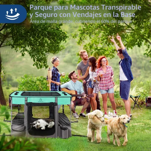 Miniatura 3 de Corralito para perros de 40 x 32 x 24 pulgadas, corralito plegable para cachorros y gatos, jaula portátil para hacer ejercicio, cubierta de sombra