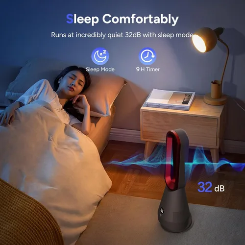 Miniatura 5 de Ventilador sin aspas Faryuan, ventilador de torre combinado de 25 pulgadas con calefacción, enfriamiento y filtro, oscilación de 80° con control