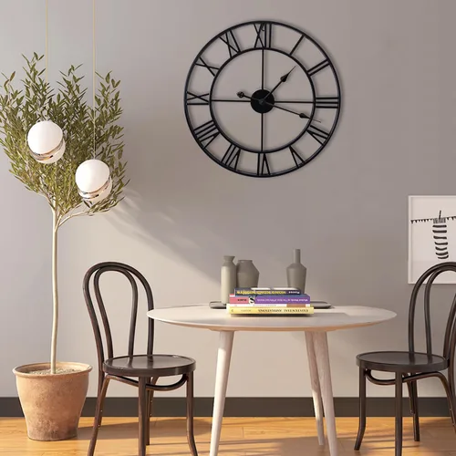 Miniatura 6 de Relojes de pared grandes sin tictac, silenciosos, de 30 pulgadas, funciona con pilas, de gran tamaño, de metal, números romanos redondos, relojes