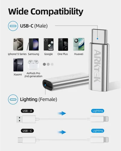 Miniatura 4 de ARKTEK Adaptador USB-C i OS Lightning (hembra) a USB tipo C (macho), solo adaptador de carga para iPhone 16 15 Series Galaxy S24/Note 20, Pixel 8