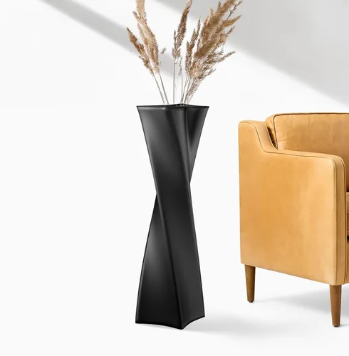 Miniatura 11 de Jarrón alto de 27.5 pulgadas (Ice Crack White) para decoración del hogar, moderno jarrón independiente con acabado texturizado, diseño hecho a mano