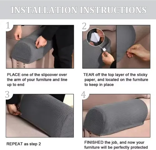 Miniatura 8 de Juego de 2 fundas elásticas para brazos de sofá con bolsillo, fundas extraíbles antideslizantes para reposabrazos para sillón reclinable y sillones