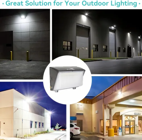 Miniatura 7 de HiBay Paquete de 4 luces LED de pared para exteriores del atardecer al amanecer, 20010LM 150W Eqv. 800-1000W HPS/HID, fotocélula de seguridad