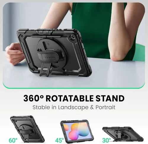 Miniatura 4 de SEYMAC - Funda protectora resistente a prueba de golpes para Samsung Galaxy Tab S6 Lite de 10.4 pulgadas 2024/2022/2020 (SM-P620/P610/P615), Negro
