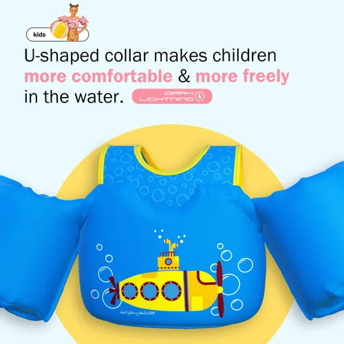 Miniatura 5 de Dark Lightning Chaleco de natación para niños de 2, 3, 4, 5, 6 y 7 años, flotadores para niños pequeños con alas de brazo de 30 a 50 libras, chaleco