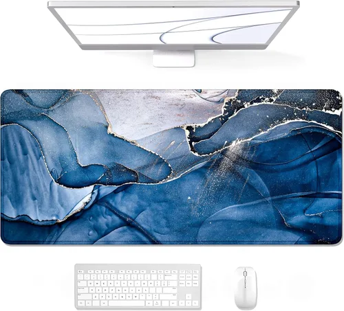Miniatura 41 de Auhoahsil Alfombrilla grande para mouse, tamaño XXL, extendida de 35 x 15 pulgadas, base de goma antideslizante, bordes cosidos, superficie 03