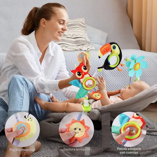 Miniatura 3 de Lynncare Juguetes de moisés ajustable para bebés y niños pequeños, arco de cochecito, juguetes para cuna de bebé con fascinante colgante