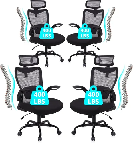 Miniatura 10 de CLATINA Silla de oficina ergonómica de malla resistente de 400 libras, silla de escritorio grande y alta con soporte lumbar ajustable