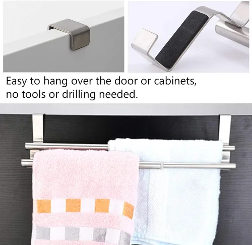 Miniatura 6 de Mxzzand Toallero telescópico para baño, toallero telescópico de acero inoxidable de doble capa de acero inoxidable para colgar toallas de baño