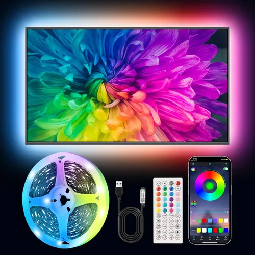 Miniatura 12 de Tira LED para TV, luces LED RGB inteligentes de 3.28 pies para televisores de 24 a 32 pulgadas, sincronización de música, aplicación Bluetooth
