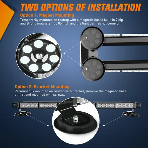 Miniatura 5 de Nilight Luces estroboscópicas de techo de 29.5 pulgadas, 56 LED, luz de peligro, advertencia de seguridad de emergencia, barra intermitente, montaje