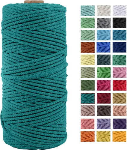 Miniatura 8 de Cuerda de macramé de algodón natural grueso de 3mm x 109 yardas, cuerda de algodón torcido de 4 hebras para macramé suave de color natural hecho a