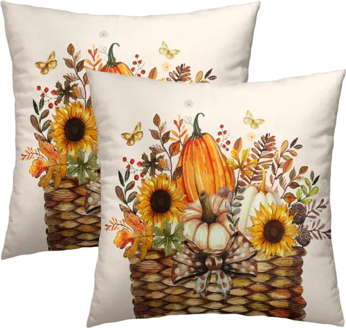 Miniatura 58 de Juego de 2 fundas de cojín decorativas con bandera americana y flores de amapola roja y azul, 16 x 16 pulgadas, fundas cuadradas para sofá, sillón