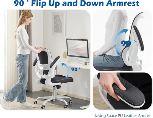Miniatura 3 de TRALT Silla ergonómica de oficina, silla de escritorio con soporte lumbar ajustable, silla de computadora cómoda de malla con reposabrazos Negro