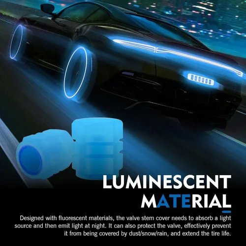 Miniatura 4 de 4 tapones luminosos para válvulas de neumáticos para automóvil, tapones fluorescentes para válvulas de neumáticos de automóvil, tapones de presión
