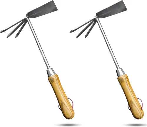 Miniatura 10 de Garden Guru - Herramienta cultivadora de mano ecológica, 100% acero inoxidable reciclado, resistente a la corrosión, mango ergonómico de madera