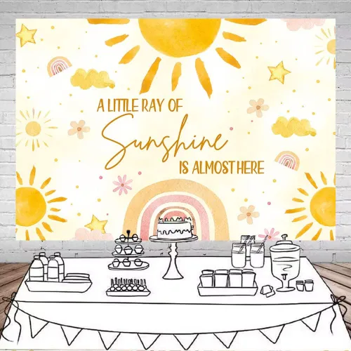 Miniatura 2 de Mocsicka Telón de fondo para baby shower Sunshine - Decoraciones de fiesta temática de sol (6 x 4 pies)
