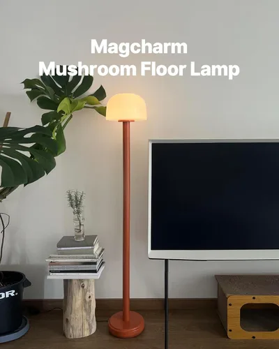 Miniatura 2 de MAGCHARM Lámpara de pie con forma de hongo con control remoto, lámpara de pie LED regulable de 59 pulgadas de alto con temperatura