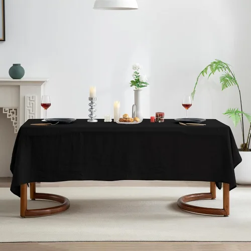 Miniatura 2 de EVERLY 100% Pure Linen Rectangle Tablecloths 60x84Inches for Dining,Buffet Parties,Picnic,Events,Weddings and Restaurants,Decorative Black