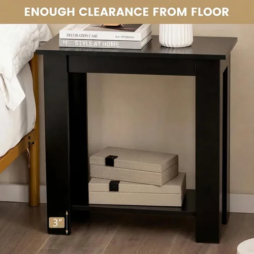 Miniatura 7 de Giantex Narrow End Table, 2-Tier Side Table with Open Storage Shelf, Retro Wood Sofa Table Bedside Tables for Small Spaces, Slim Nightstand for