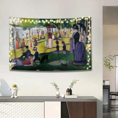Miniatura 2 de INVIN ART Tapiz para colgar en la pared, decoración del hogar, una tarde de domingo en la isla de La Grande Jatte por Georges Seurat, pintura