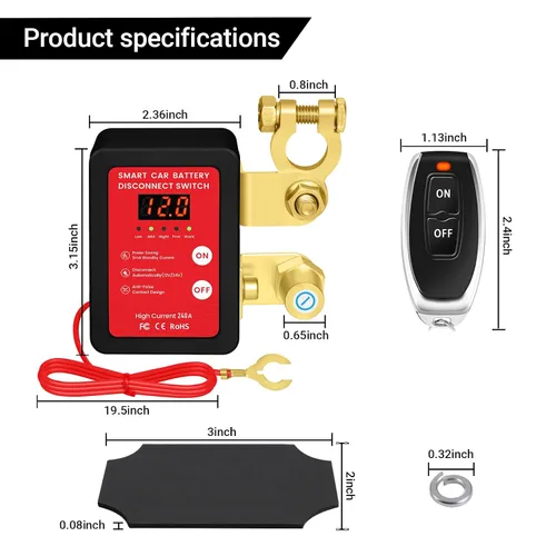 Miniatura 2 de Interruptor Inteligente de Desconexión de Batería de 12V con Control Remoto - Perfecto para Automóviles, Camiones, Casas Rodantes y Vehículos Todo