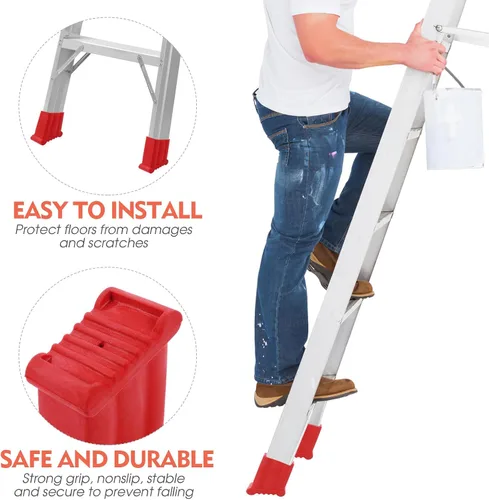 Miniatura 4 de DOITOOL Paquete de 2 almohadillas de goma antideslizantes para patas de escalera, almohadillas protectoras antideslizantes para patas de 3.14 x 2.75