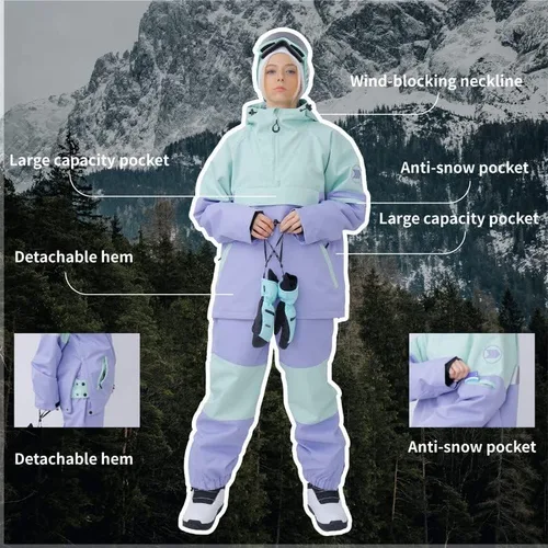 Miniatura 3 de SNOWVERB Impermeable para hombre y mujer, resistente al viento, con capucha, aislante, unisex, para esquí, snowboard