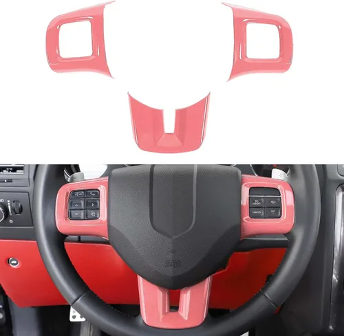 Miniatura 14 de Linskip Moldura para volante compatible con Dodge Challenger/Charger/Durango/Dart 2009-2014 y Journey 2013-2022, funda para volante para accesorios