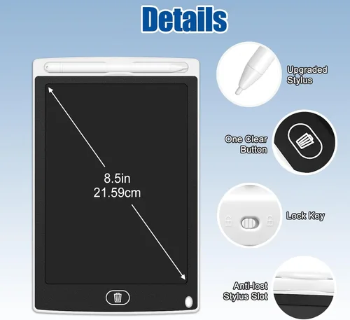 Miniatura 3 de Tableta de escritura para niños, almohadillas de dibujo LCD de 8.5 pulgadas, paquete de 20 blocs de escritura para niños pequeños, tablero