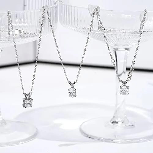 Miniatura 4 de Tienda Collection Platinum-Plated Sterling Silver Solitaire Pendant Neckalce made with Infinite Elements Cubic Zirconia, 16