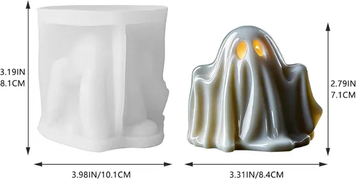 Miniatura 2 de Moldes 3D de fantasmas de Halloween para hacer velas, fundición de resina y decoración de bricolaje Halloween 3D ghost mold, reusable & flexible