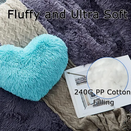 Miniatura 4 de MorroMorn Almohadas de Pelo Esponjoso en Forma de Corazón, Almohadas Decorativas Peludas para Sofá, Cama, Decoración Linda de Habitación
