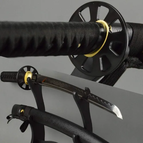 Miniatura 14 de Espada samurái Wakizashi hecha a mano, Katana de espiga completa, espada media, cuchillos japoneses hechos a mano listos para la batalla