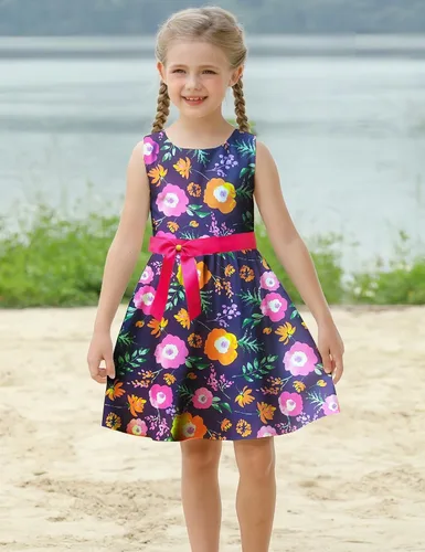 Miniatura 309 de Vestido de verano para niña, de algodón, con diseño floral