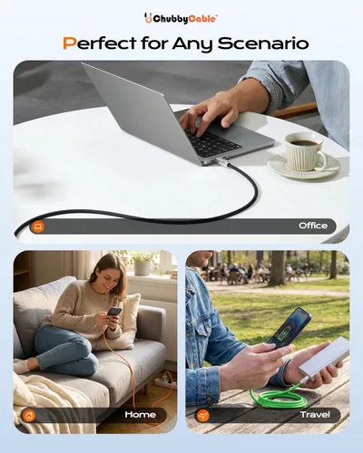Miniatura 6 de chubbycable Chubby 2.0 USB C 240W Cable de carga rápida de silicona suave y duradero, cable de carga extra grueso compatible con iPhone 17-15 Series