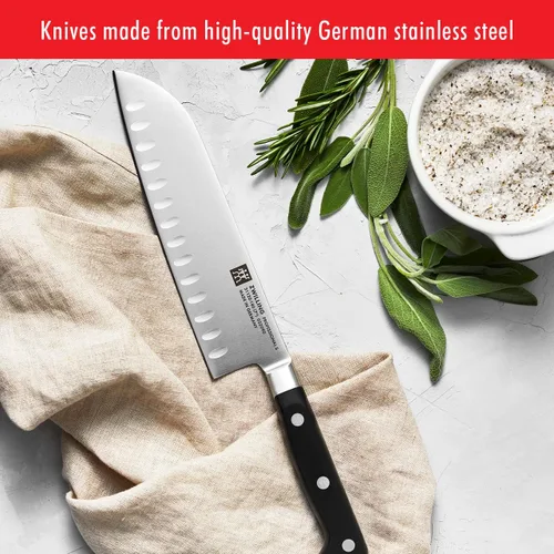 Miniatura 3 de ZWILLING J.A. Henckels Cuchillo Santoku profesional "S", acanalado, 7", Negro