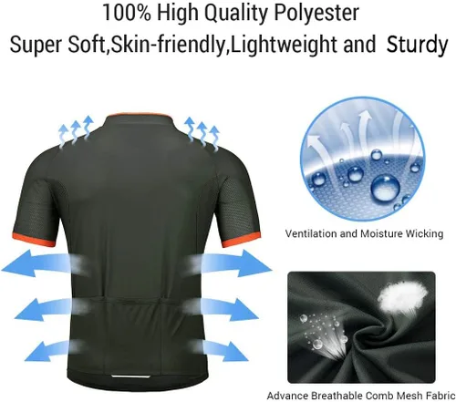 Miniatura 5 de wantdo Camisetas de ciclismo para hombre, camisetas de ciclismo de montaña MTB Jersey de manga corta Camisetas de ciclismo transpirable de secado