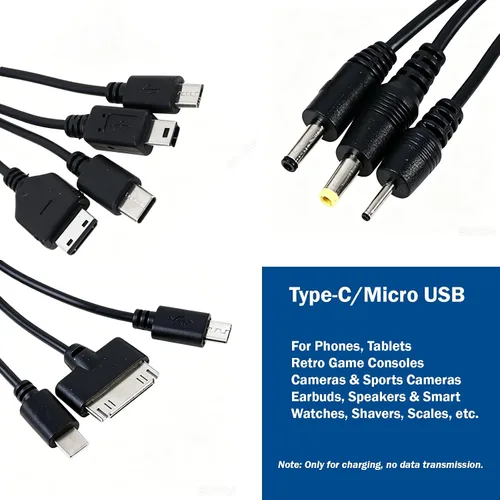 Miniatura 7 de Cable USB universal 10 en 1, cable de carga múltiple compatible con múltiples teléfonos celulares, Bluetooth, auriculares, altavoz, reproductor
