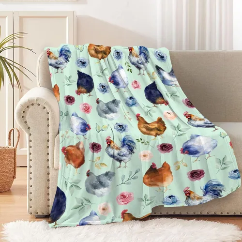 La manta de pollo es súper suave y cálida, la manta de franela ligera es para uso en todas las estaciones, una gran opción para regalos de 40 x 30