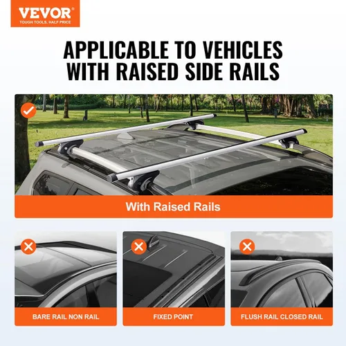 Miniatura 2 de VEVOR Barras transversales para portaequipajes, barras transversales de aluminio para portaequipajes, riel lateral elevado con hueco, capacidad