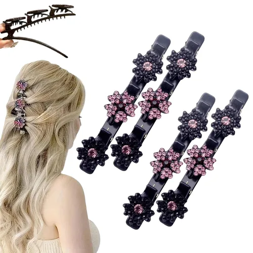 Miniatura 33 de Pinzas para el cabello trenzadas con piedra de cristal brillante para mujeres y niñas, pinzas para el cabello con diamantes de imitación 2025