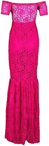 Miniatura 3 de ZIUMUDY Vestido de maternidad de manga corta con cuello en V y encaje para mujer