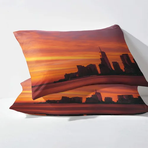 Miniatura 3 de New York Sheets K8-&-177 - Juego de sábanas y fundas de almohada, tamaño Queen, diseño de paisaje urbano de atardecer, 4 piezas, sábana bajera