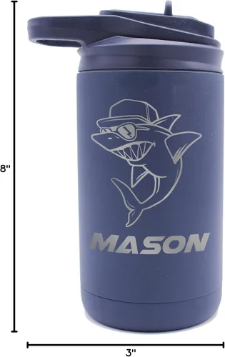 Miniatura 7 de My Personal Memories Botella de agua personalizada de 12 onzas para niños con pajilla, vaso aislado de doble pared para niños, niñas, escuela y Azul