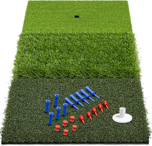 Miniatura 9 de SAPLIZE Alfombrilla de golpe de golf plegable y resistente con respaldo de EVA de 10 mm para swing y astillado en interiores y exteriores